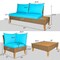 4 Pieces Patio Rattan Furniture Set with Wooden Side Table-Turquoise